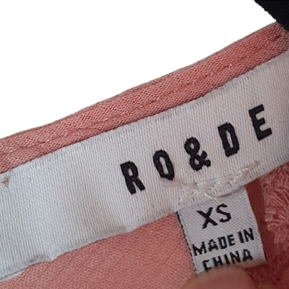 RO&DE Floral Embroidered Top Bow Tie Pink Womens Size XS Feminine Coquette Girly - Picture 3 of 9